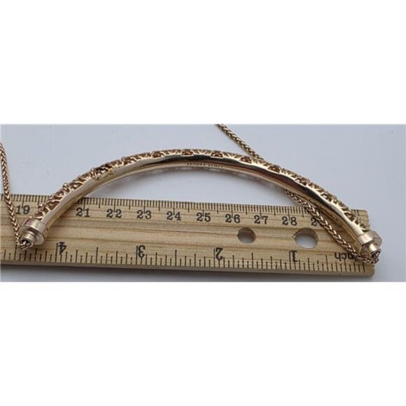 Kendra Scott Rose Gold Filigree Bar Rhinestone Necklace, Adjustable Slider 27″ - Picture 6 of 6